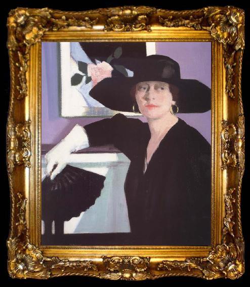 framed  Francis Campbell Boileau Cadell Portrait of a Lady in Black, ta009-2